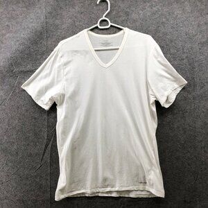 Calvin Klein Short Sleeve T Shirt Mens L V-Neck White Cotton